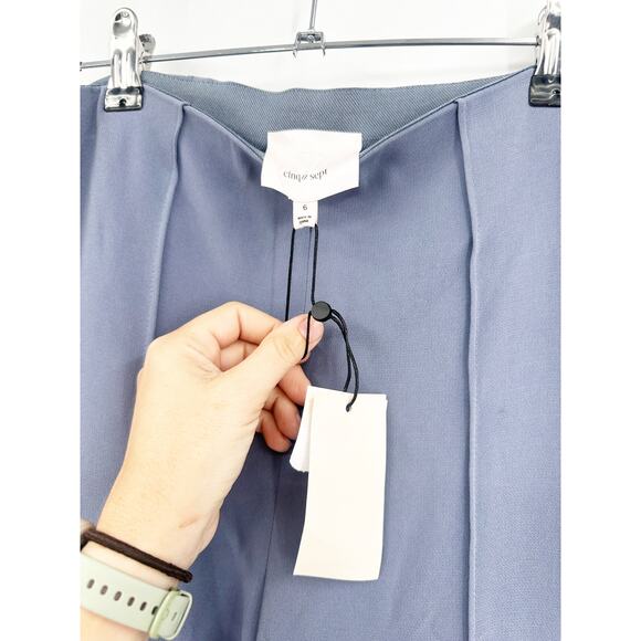 Cinq a Sept Embellished Straight Leg High Waisted Seamed Pants in Slate 6 NWT - Picture 4 of 4